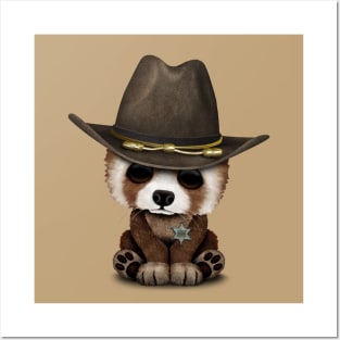 Cute Baby Red Panda Sheriff Posters and Art